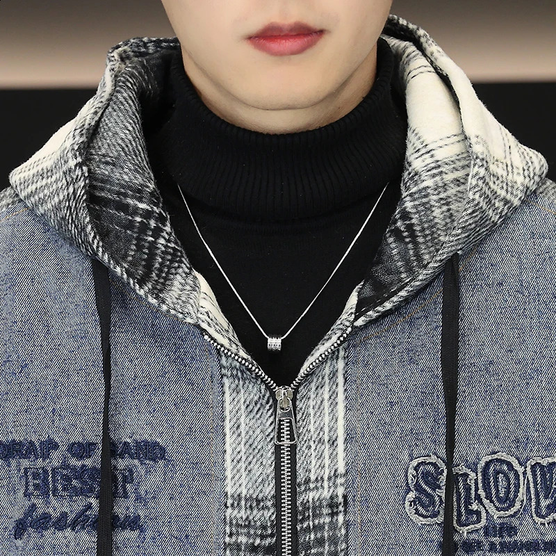 Autumn Winter Thickened Fleece Mens Denim Jacket Style Cotton Hooded Coat Warm Fashionable Outerwear 251017