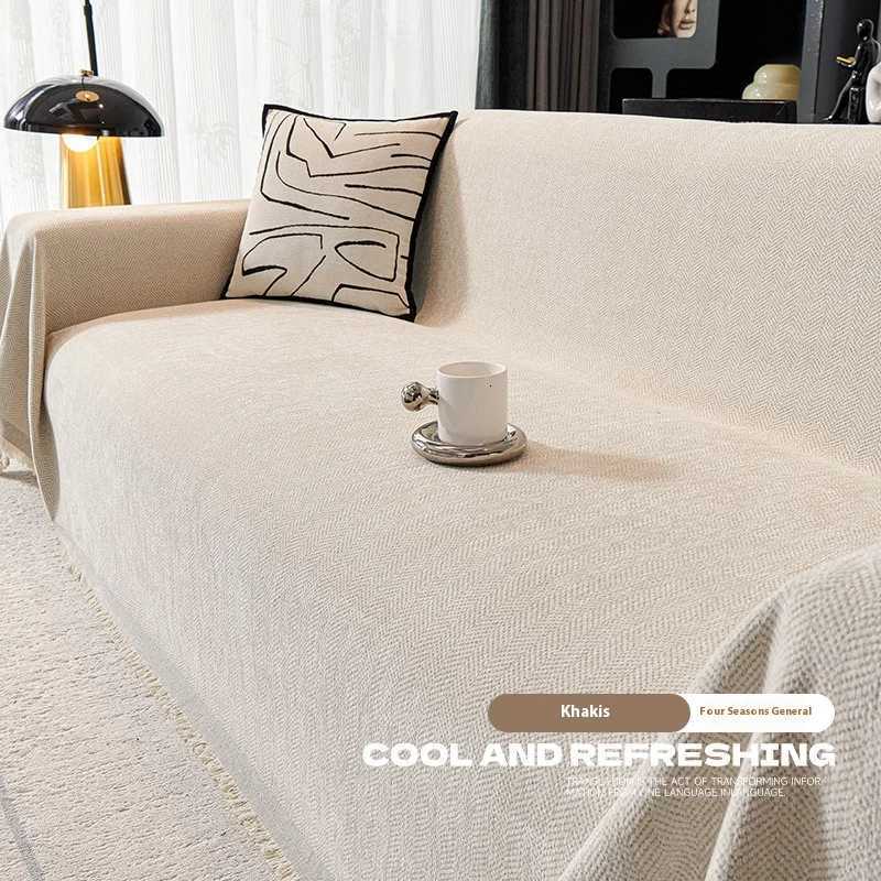 Home Sofa Cover With Tassel Living Room Sofas Blanket Cover Sofa Cover Seat 3 Seater Sofa Blanket Cover Beige C251028