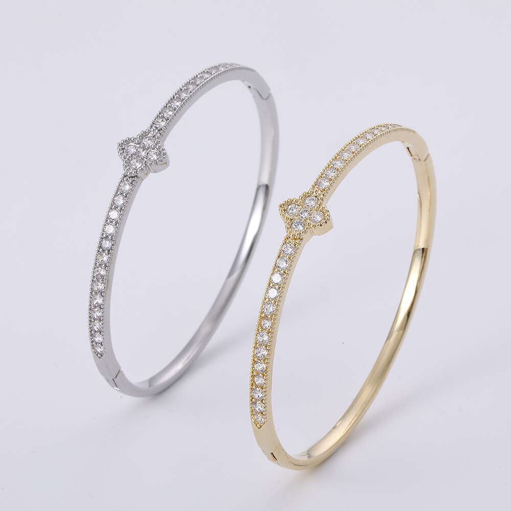 designer jewelry Hand Jewelry Zircon Four-Leaf Clover High-End Feel Flower Temperament Full Dia Bracelet