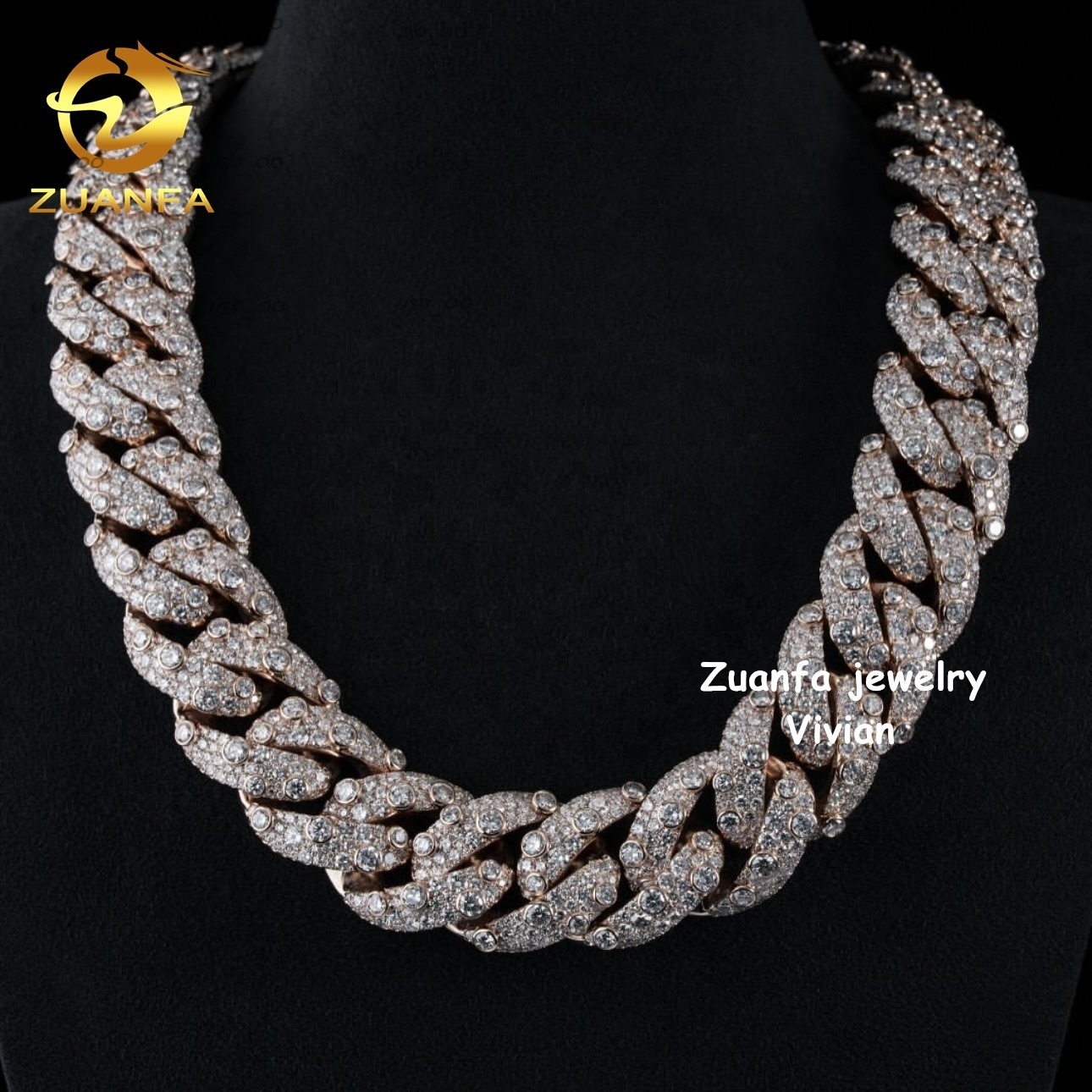 Custom 20mm Pass Diamond Tester VVS Moissanite Diamond Iced Out Hip Hop 925 Sterling Silver Cuban Link Chain Necklace