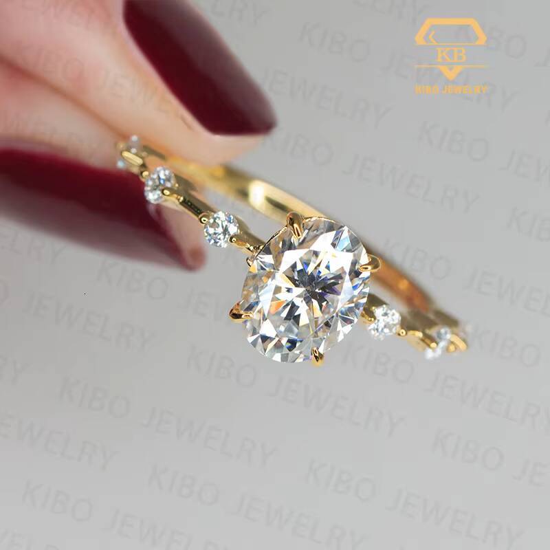 New Design Fashion Jewelry Rings 925 Sterling Silver Gold Plated Moissanite Wedding Rings Jewelry Women