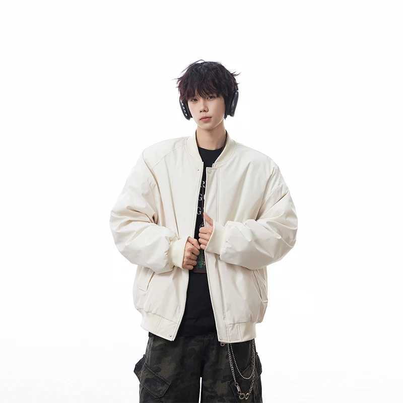 Latest Baseball Collar Down Mens Winter Loose Cotton Jacket with Thick Velvet Soft Warm and Comfortable Versatile Cotton Jacket J251028