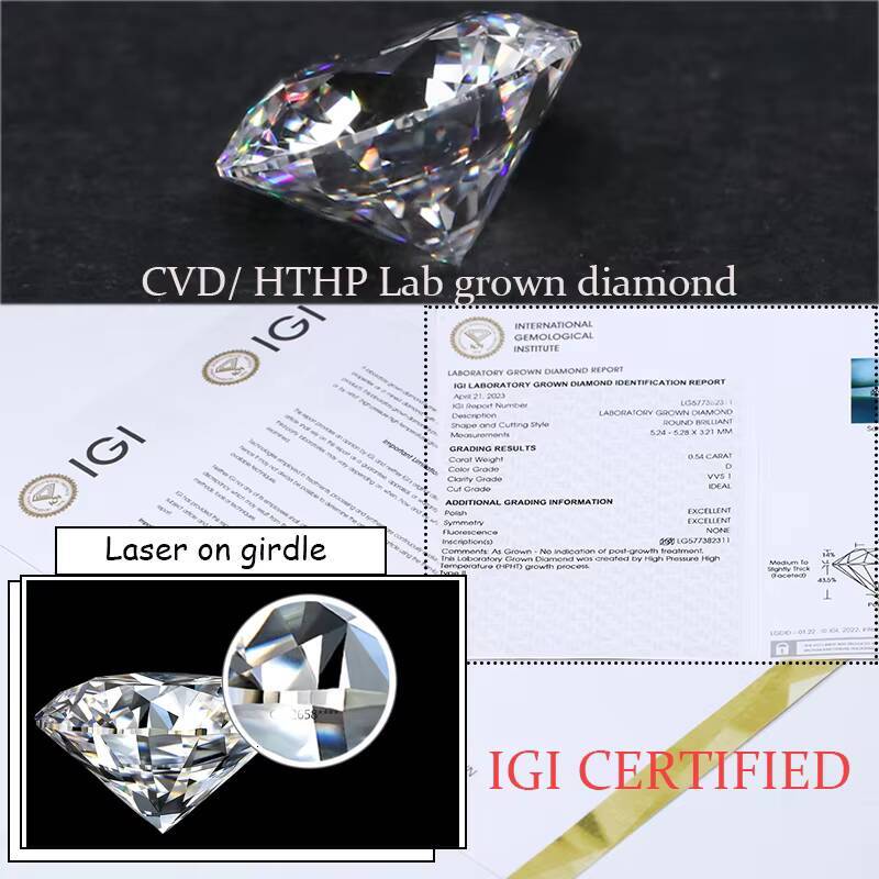 High End D VVS Lab Diamond White Gold 14K 18K Gold Jewelry Lab Grown Diamond Ring 1CT Solitaire Ring for Wedding Engagement