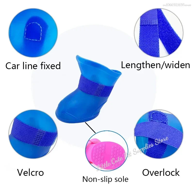 4Pcs Pet WaterProof Rainshoe Antislip Rubber Boot For Small Medium Large Dogs Cats Outdoor Shoe Dog Ankle Boots Pet Accessories a251028