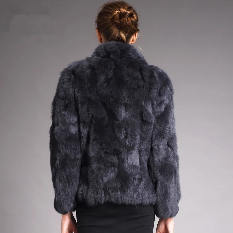 Natural Rabbit Fur Coat Women Winter Jacket Real Leather And Fur Bolero Womens Clothing Female Outerwears With 2025 Black Cold 251013