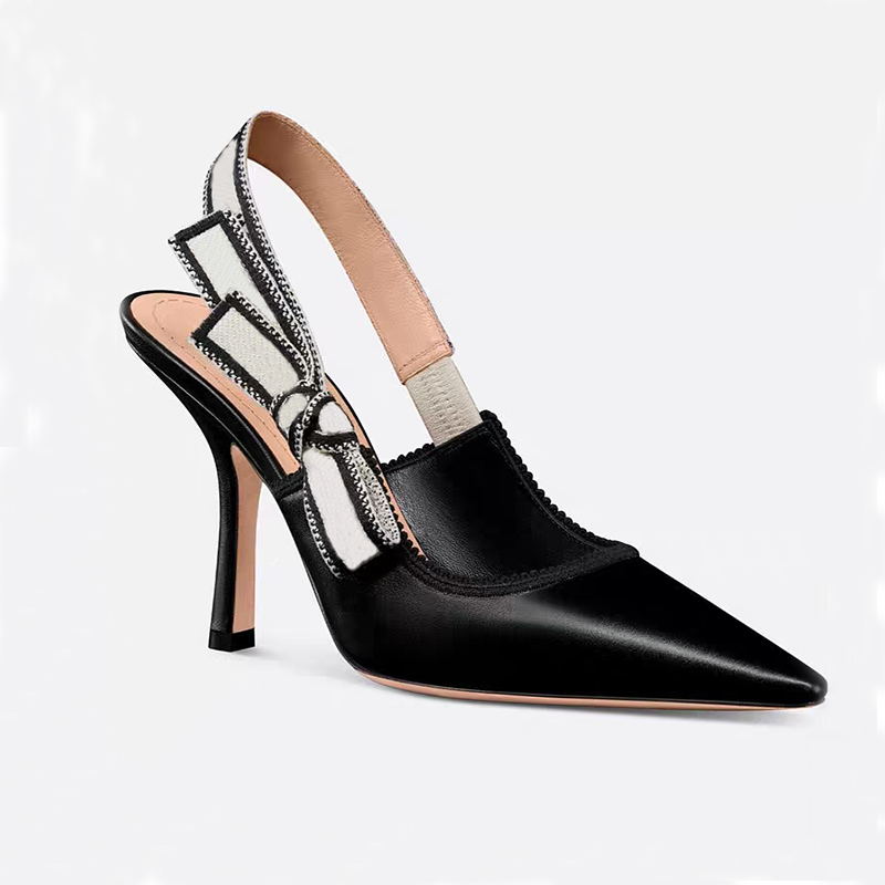 The catwalk New Women High Heels Webbing Bow Pointed Classic Fashion Dress Shoes Luxury Designer Embroidered Letters Decorative Party Evening Shoes Size 34-42