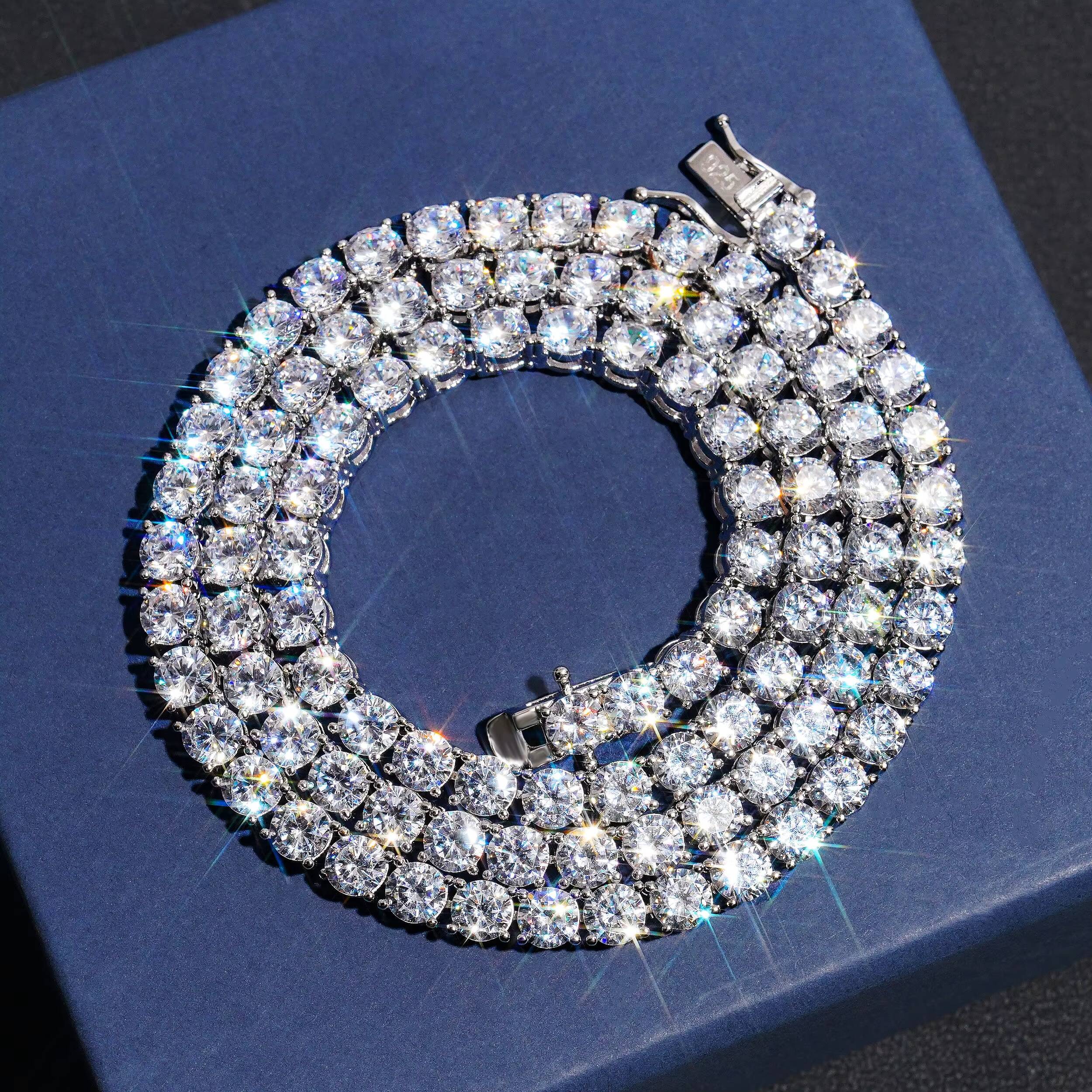 Ready Made Stock Affordable 3mm 4mm 5mm Tennis Chain Moissanite 925 Necklace Bracelet 18k Gold Plated Necklace Hip Hop Rock