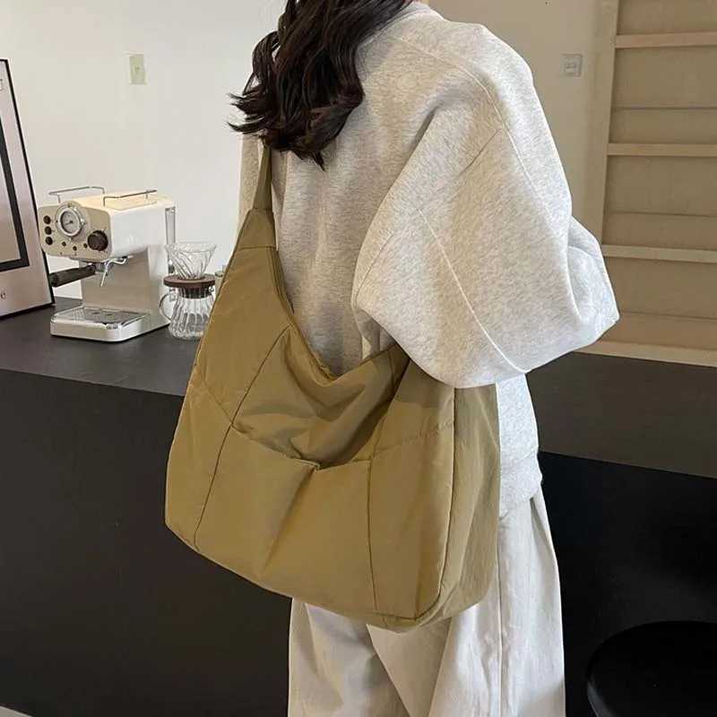 Trendy Womens Soft Cloth Shoulder Bag Solid Color Student 2025 Spring Y2k Casual Style Big Handbags Crossbody Bags for WomenW251028