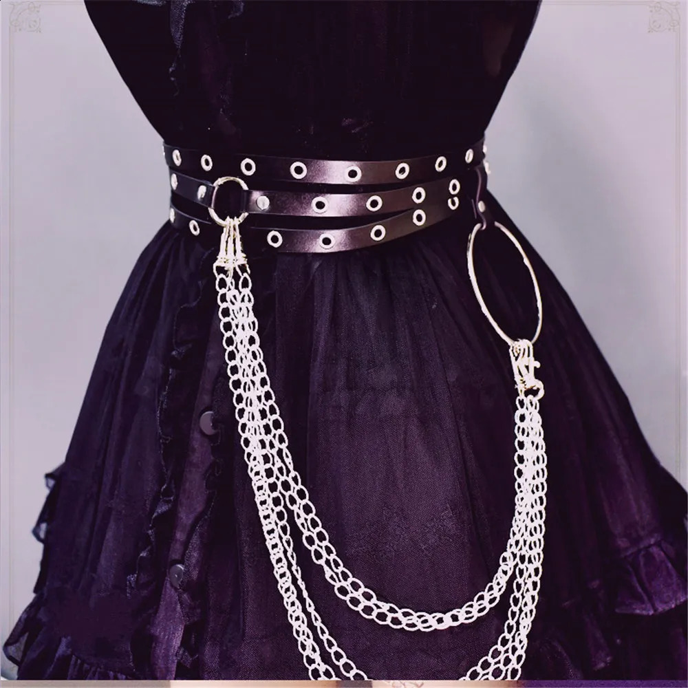 UYEE Goth Waist Chain Punk Belt for Women Multilayer PU Leather Harness Corset Alloy Metal Rock Nightclub Sexy Jeans Dress Belt 251027