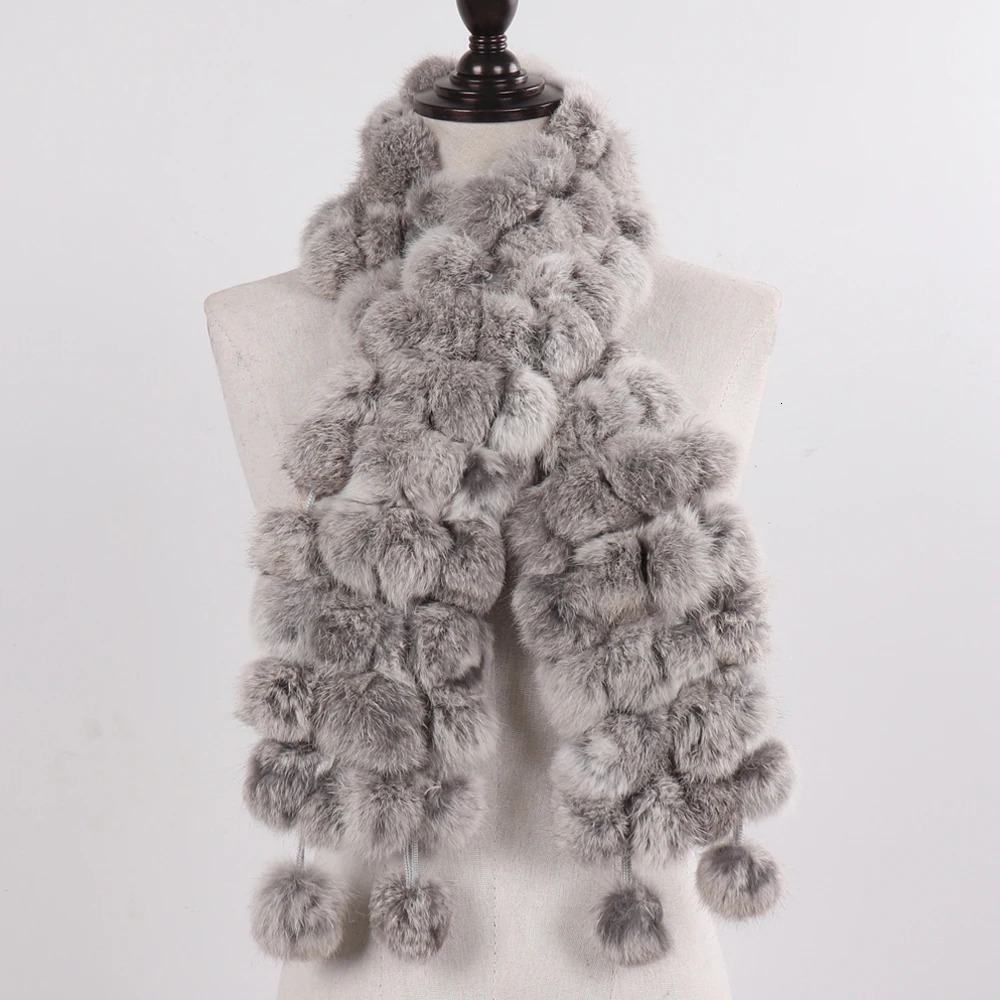 Women Winter Warm Rabbit Fur Scarf Natural Rabbit Fur Muffler Lady 100 Genuine Fur Scarves Wholesale Retail 251024CJ