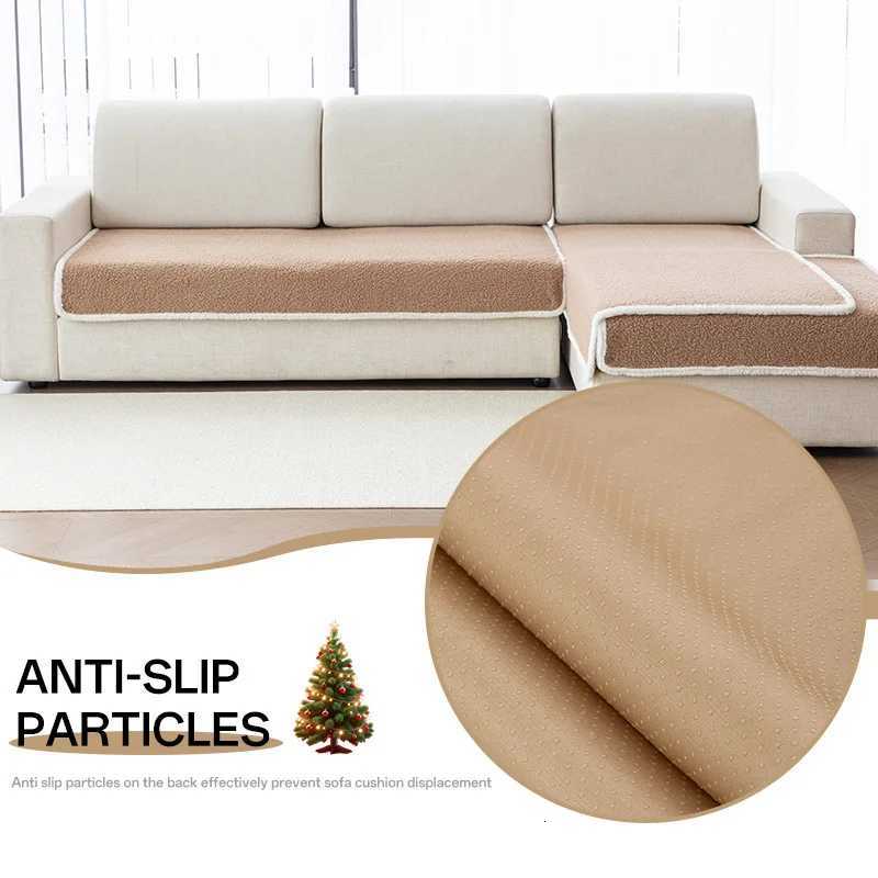 Solid Lamb Wool Sofa Cover for Living Room AntiSlip WearResistant Couch Covers for Autumn and Winter Soft Armless Seat Cushion C251028