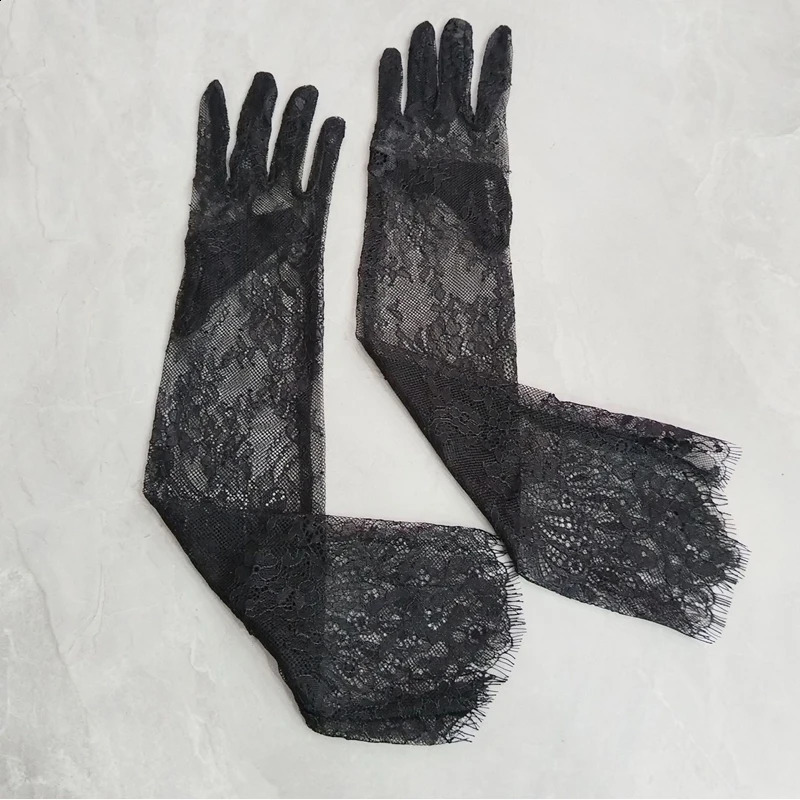 Fairy Black Lace Floral Bridal Wedding Gloves Lady Elegant Thin Long sexy gloves Evening Party NightClub Accessories Sheer Glove 251027