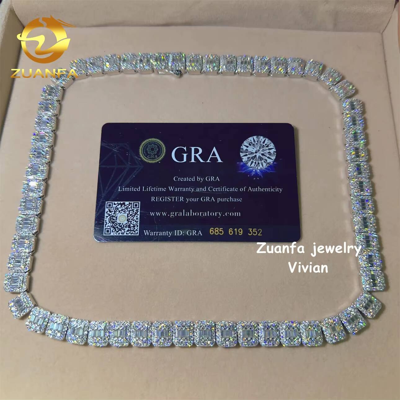 Sterling Silver 925 8mm VVS Moissanite Diamond Hip Hop Fine Jewelry Miami Cuban Link Chain Miossanite Iced Out Necklace