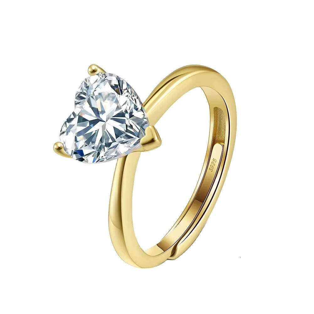 Rinntin LZR40 1ct 2ct 3ct 4ct HeartCut ThreeClaw Setting Premium 8A Cubic Zirconia 925 Sterling Silver Engagement Rings