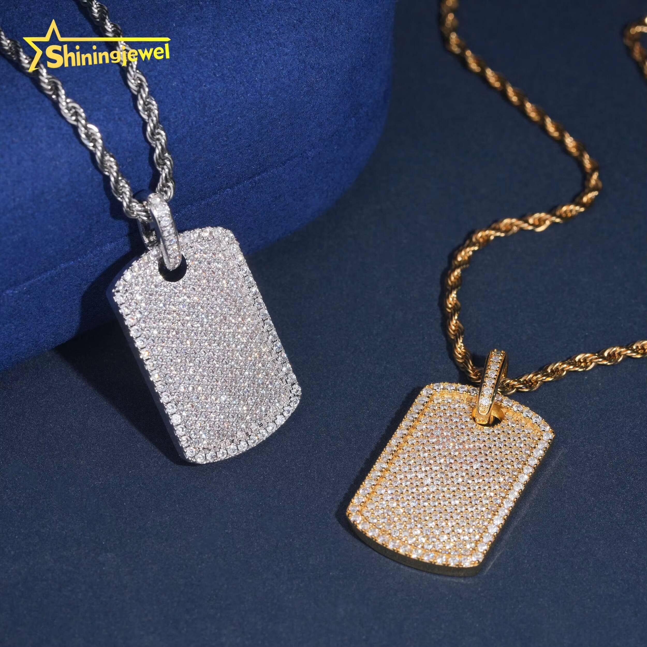 USA Warehouse Classic Dog Tag Moissanite Cross Pendant Collection Hip Hop Iced Out Pendant Men Jewelry