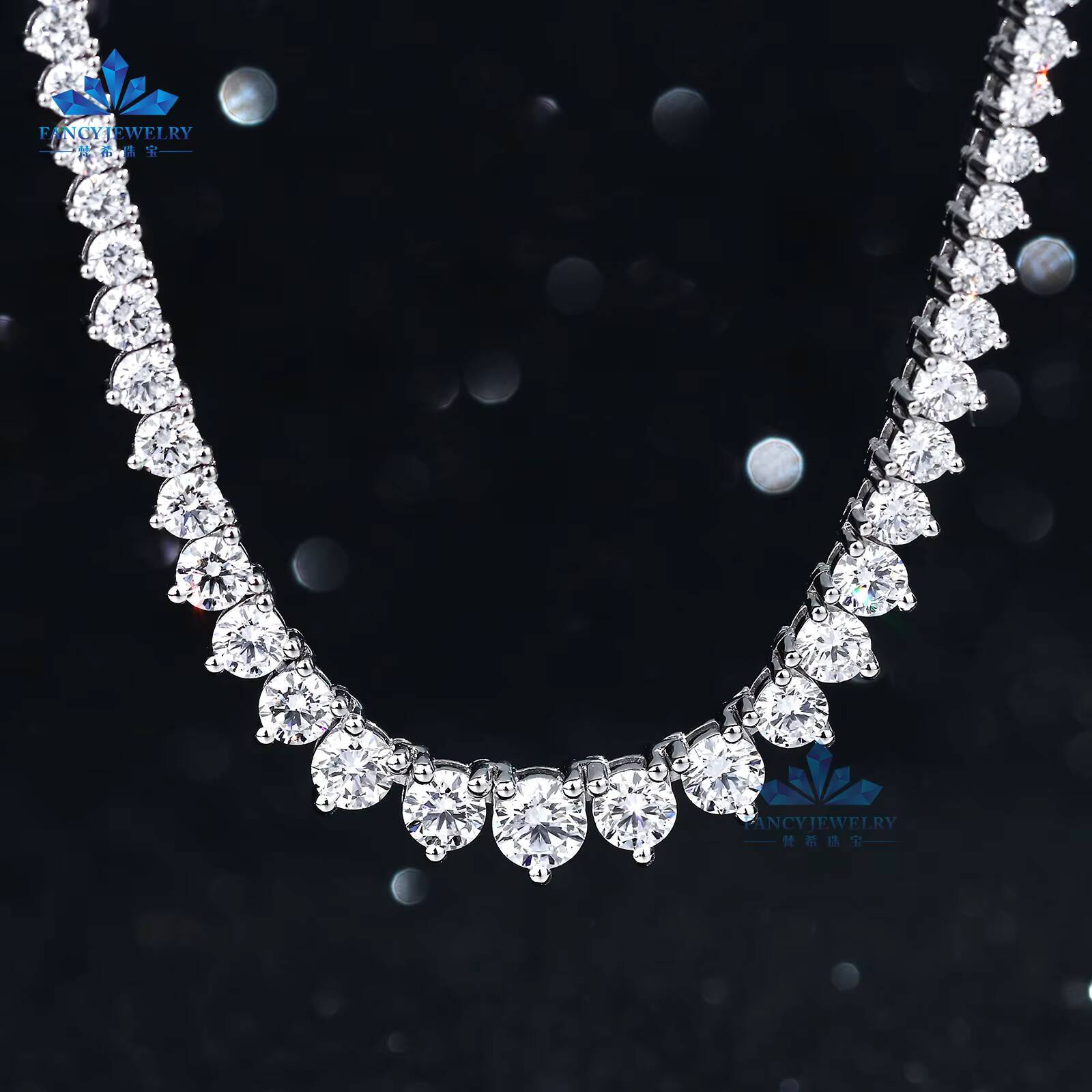 Luxury 925 Silver Tennis Chains 3 Prong 2mm5mm LabGrown Diamonds DEF VVS IGIGRC MenWomens Diamond Necklace High Necklace