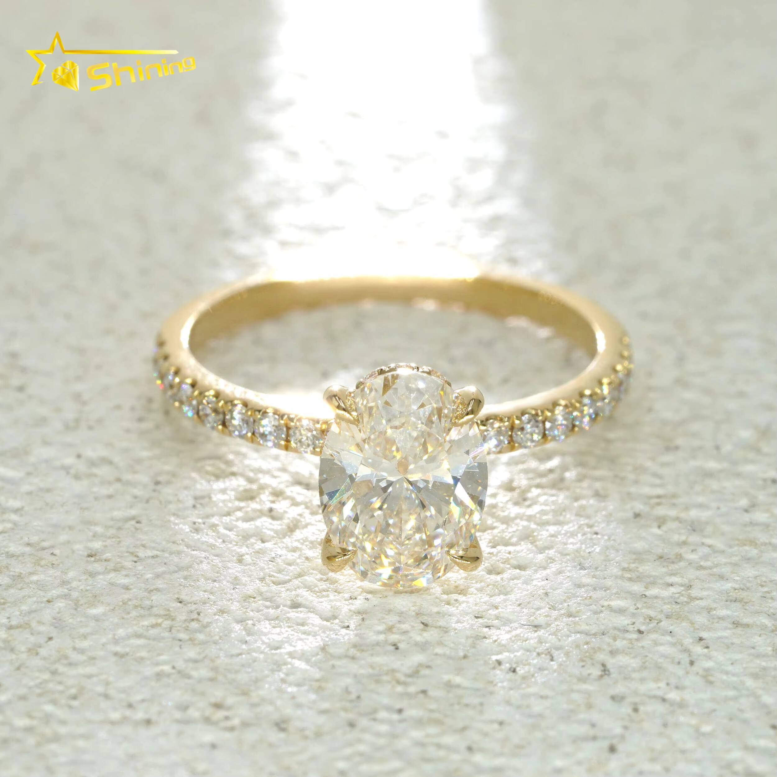 Oval Cut G VVS2 IGI Lab Grown Diamonds Engagement Rings Ready to Ship Fine Jewelry 14K Solid Yellow Gold Rings with Certificate