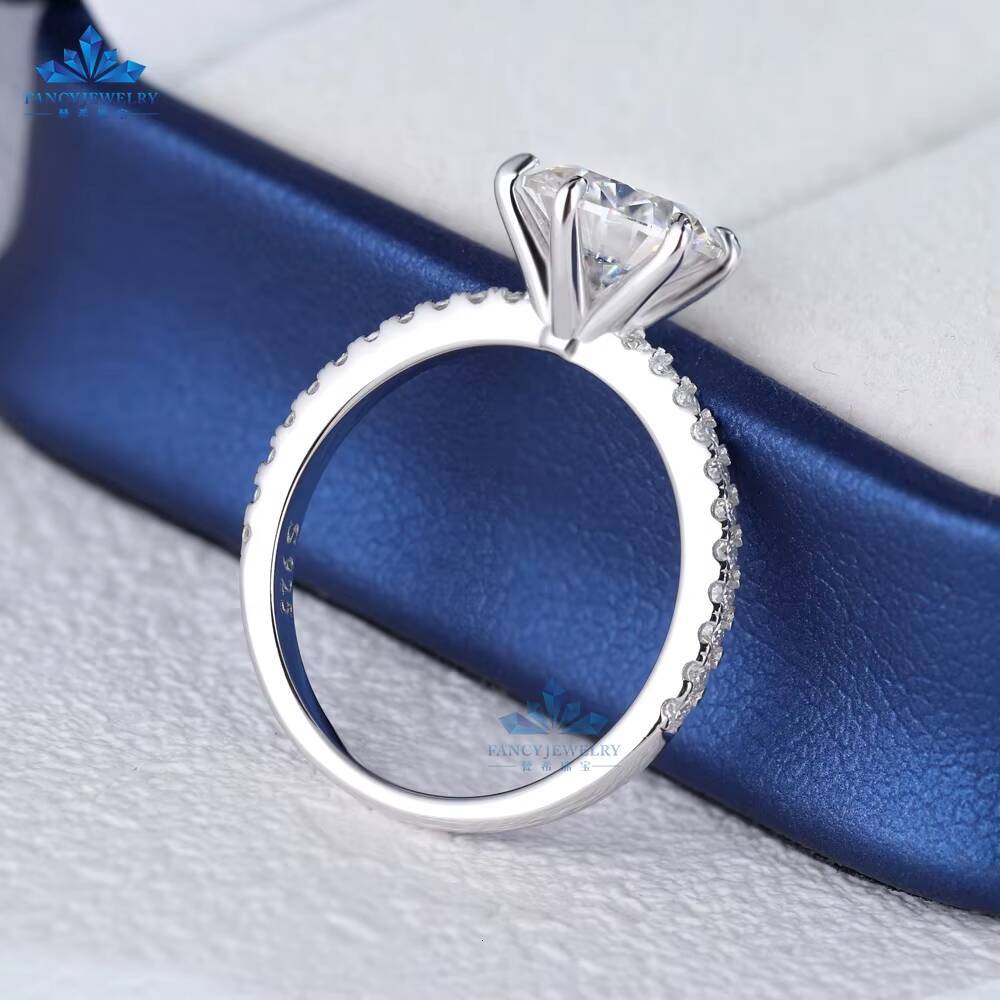 S925 Silver Fine Jewelry Wedding Ring 2ct 8mm D Color White Moissanite Diamond Sterling Silver 925 Jewellery for Women
