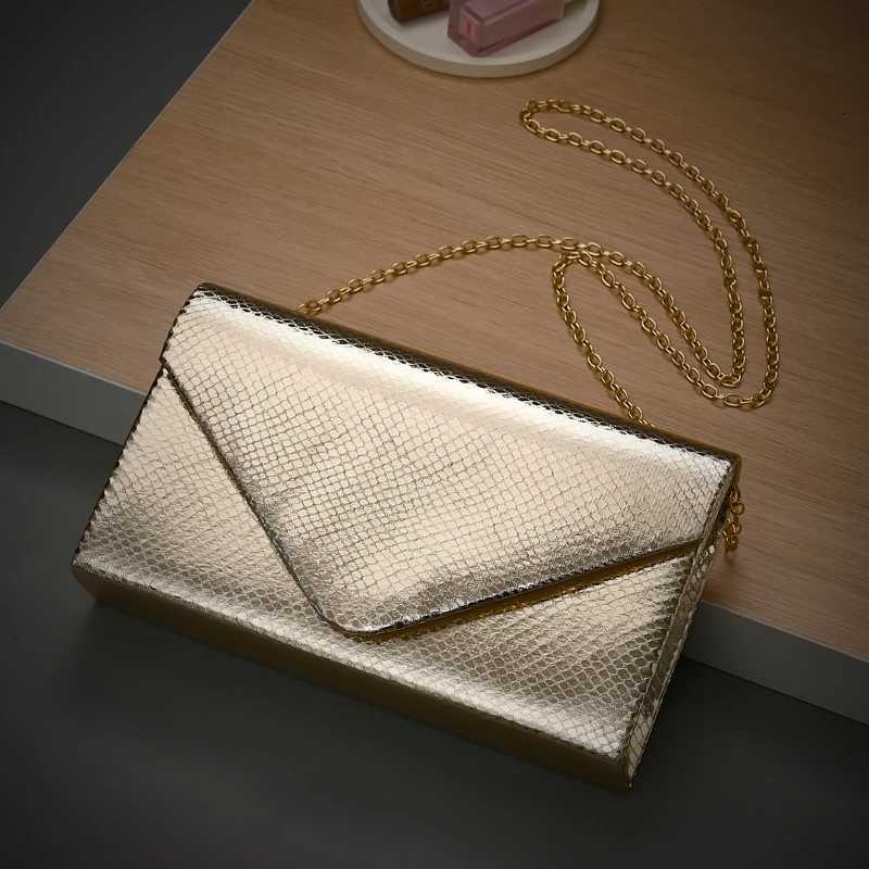Gold Style Elegant Evening Bag with Detachable Metal Chain Clamshell OneShoulder Ladyship Party Storage Bag for Women H251027