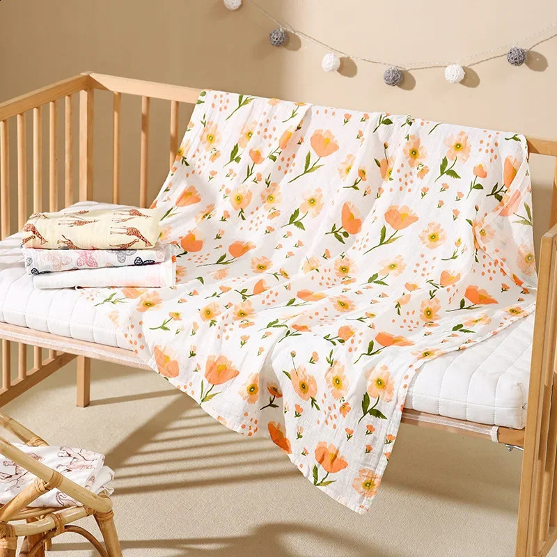 Soft Breathable Cotton Double Layer Baby Towel Blanket born Swaddle Wrap Infant Supplies Comfortable Wrap Blanket 251027