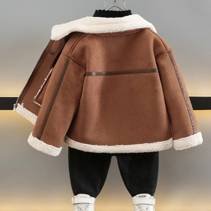 Boys Coat Jacket CottonWindbreak Plush Warm Plus Thicken Spring Autumn High Quality Childrens Clothing 251027