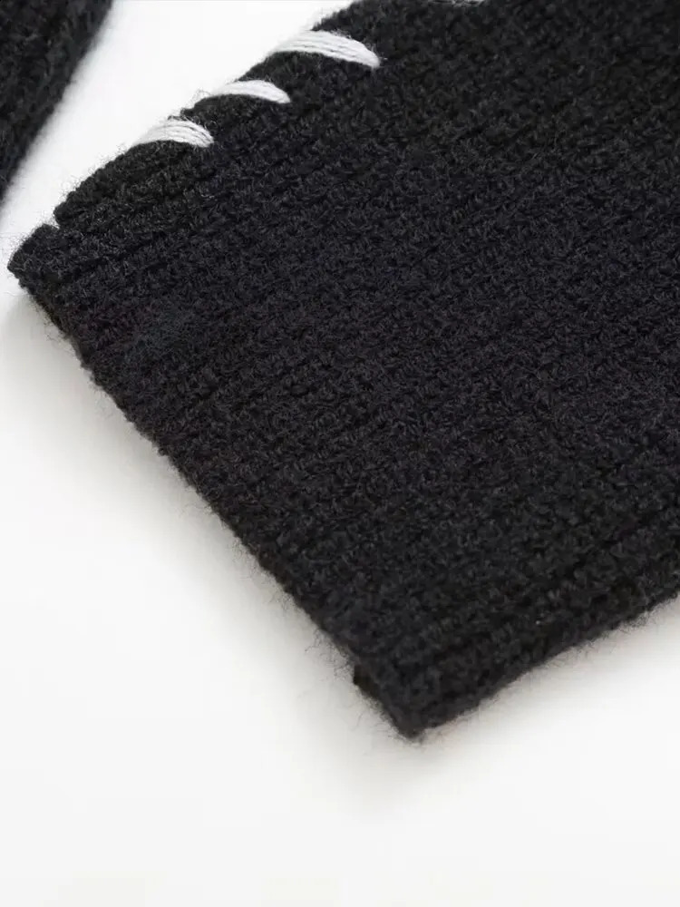 Womens Pullover Knit Top Patchwork Clash n Turtleneck Sweater Crew Neck Black Basic Warm Womens 251027