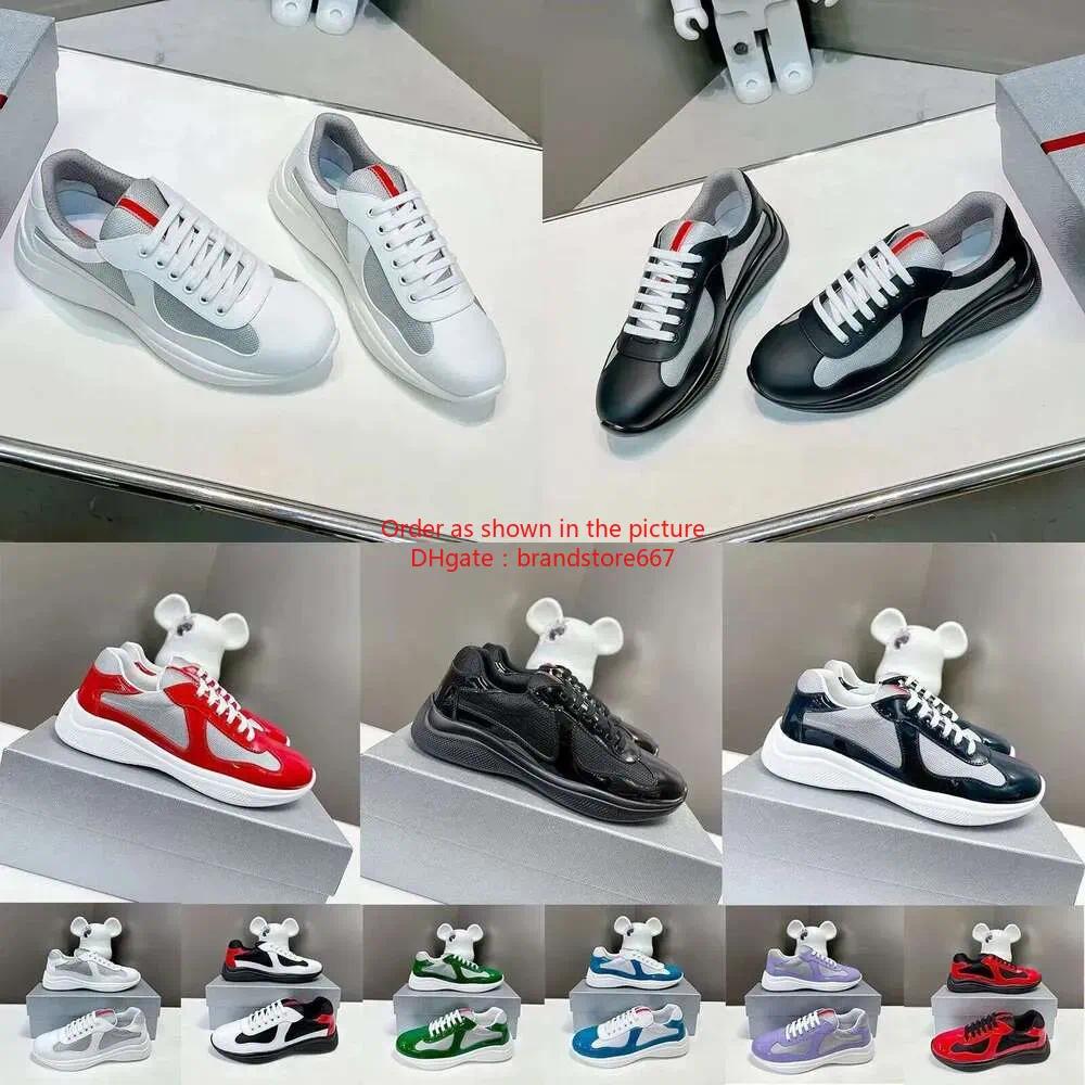 2025 New Classic Women Designer Sneakers Mesh Nylon Outdoor Mens Trainers Womens Casual Shoes Americas Cup Patent Leather Fashion Out Office Sneaker First 669