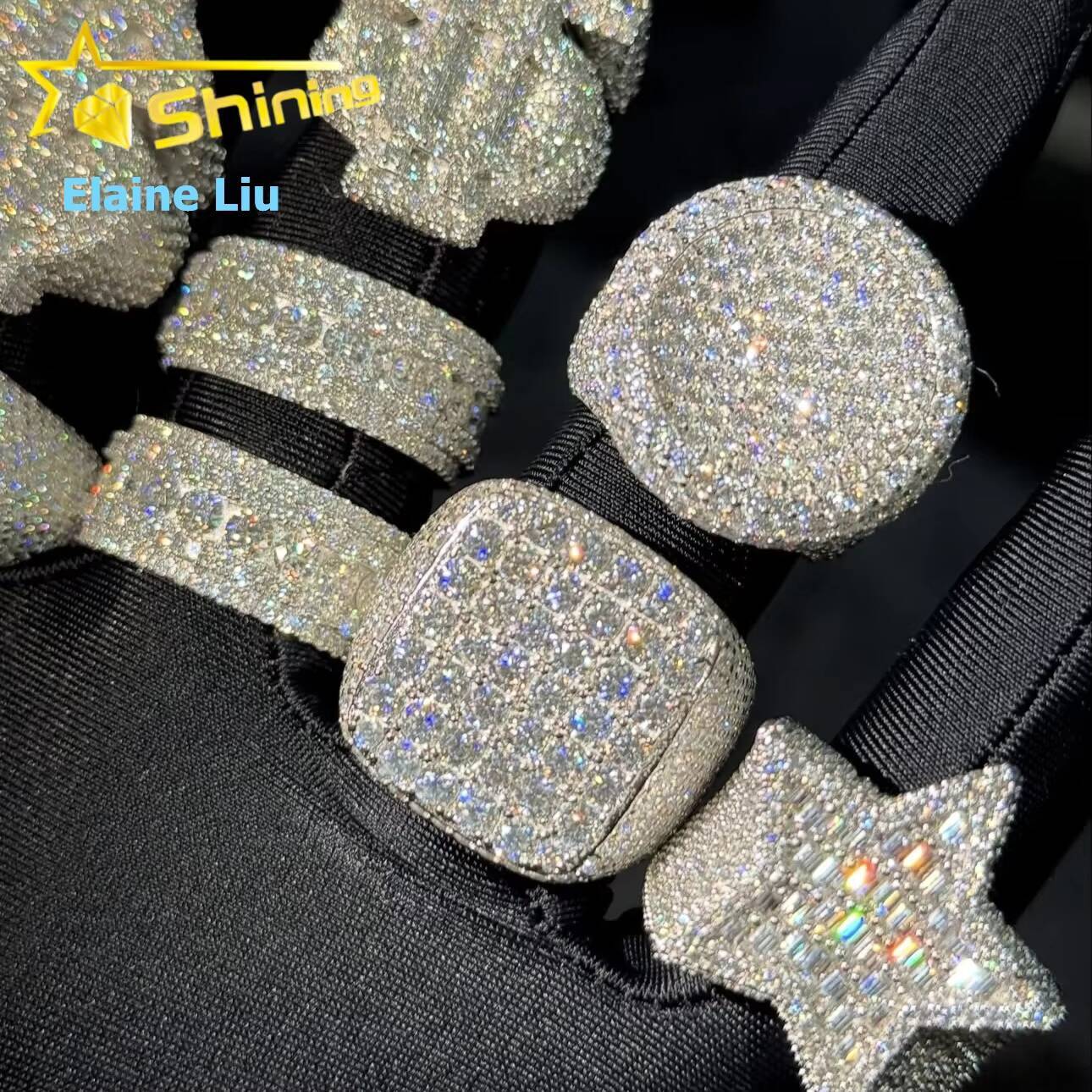 Fine Jewelry 925 Sterling Silver Ice Out Men Rings VVS Moissanite Diamond Hip Hop Ring