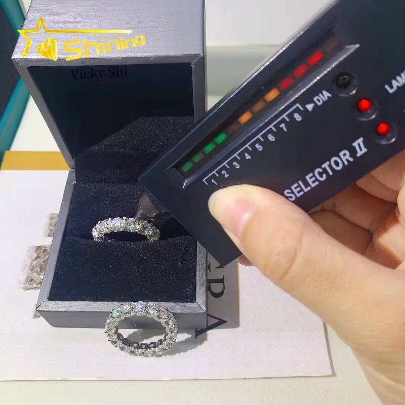 Shining Jewelry High Quality Iced Out Eternity Ring S925 Silver VVS Moissanite Wedding Band Ring for Women