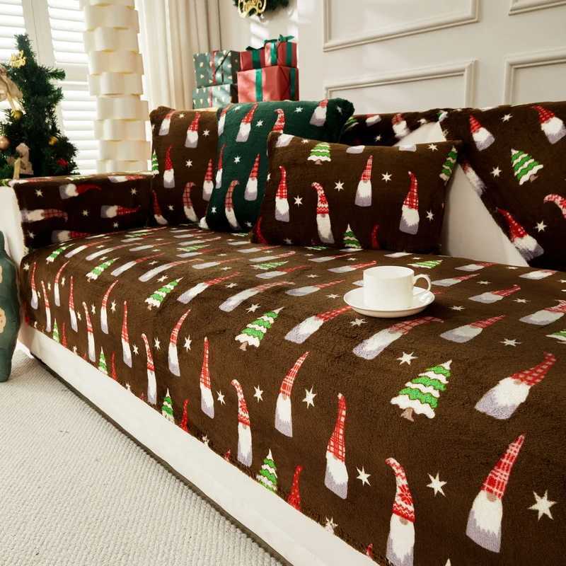 1PC Christmas Sofa Cover Thicken Warm Couch Slipcover Antislip Pets Kids Sofa Cushion Towel for Living Room Xmas New Year Decor C251028