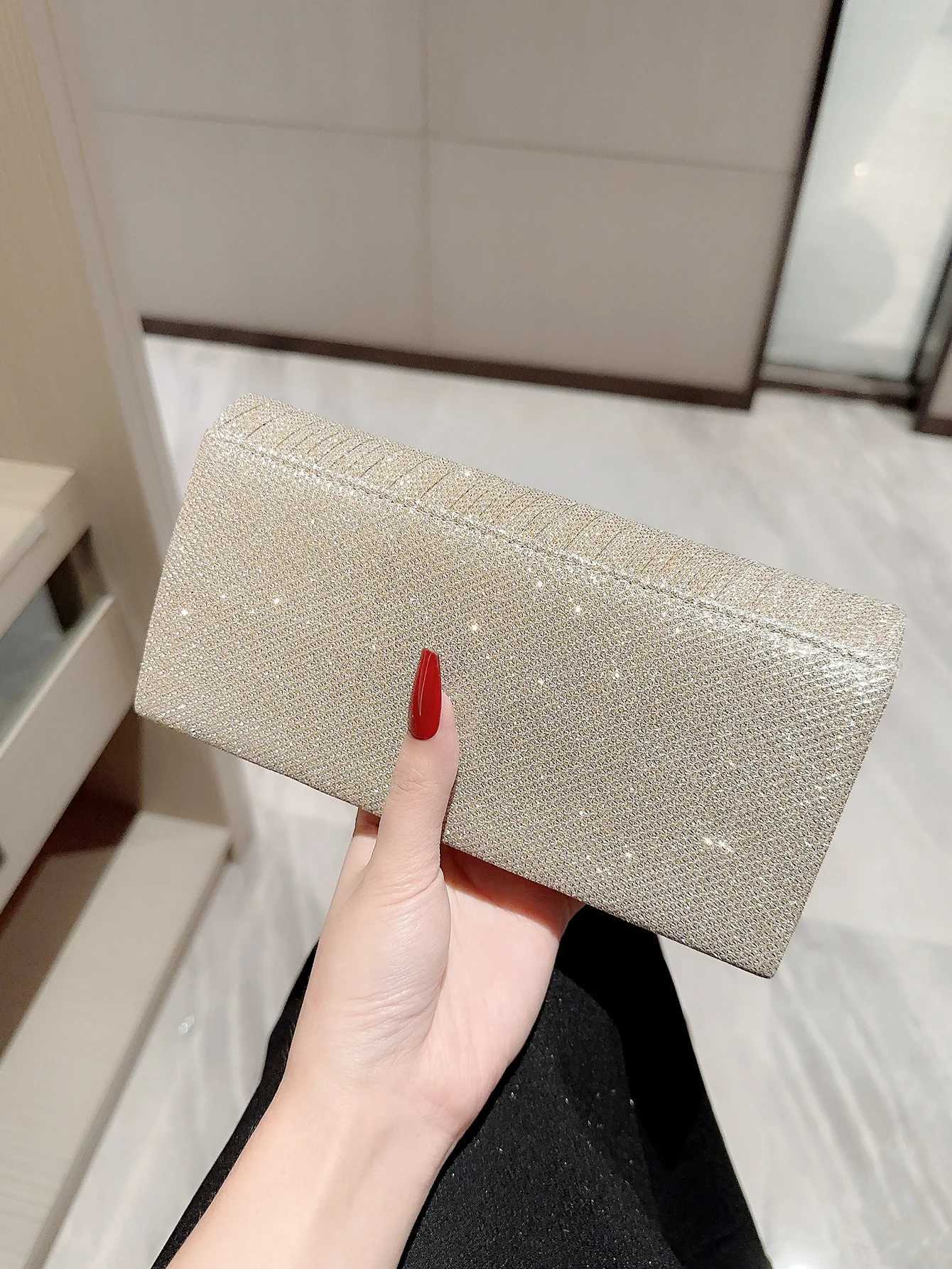 Mini Womens Metallic Silk Evening Bag Flap Square Bag Pleated Design Evening Bag Dress Bag Party Bag Clutch Bag Prom Clutch Cha H251027