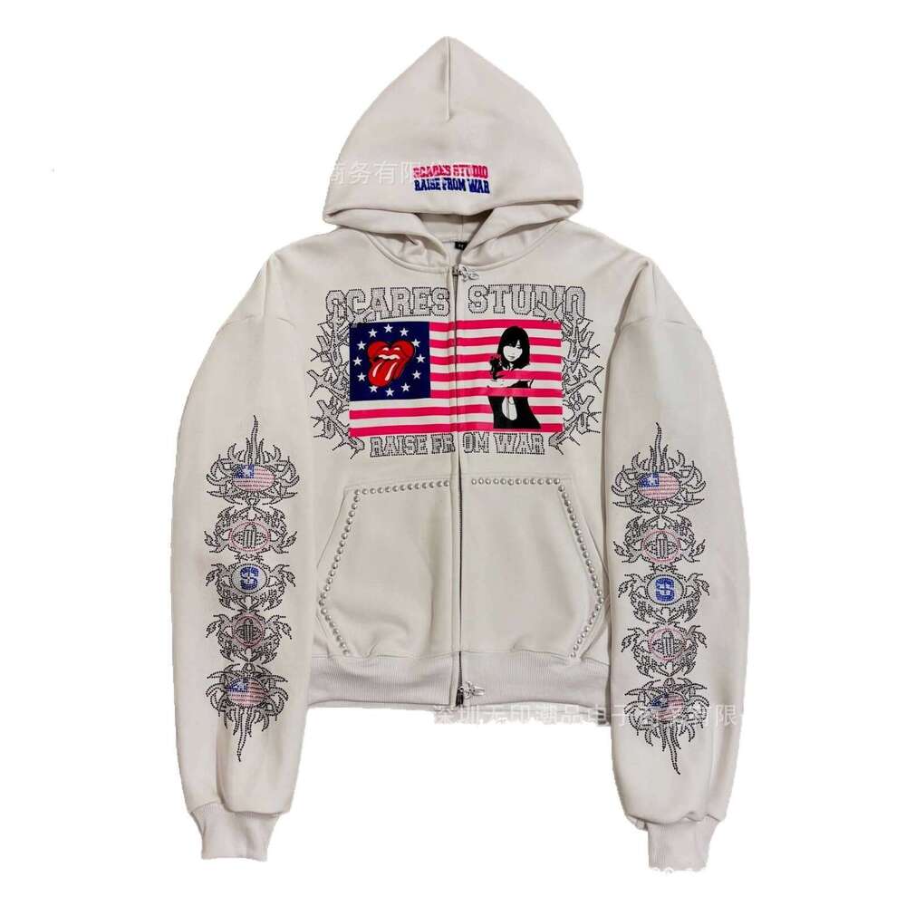 Street New Dark Style American Star Print Hoodie Sweatshirt
