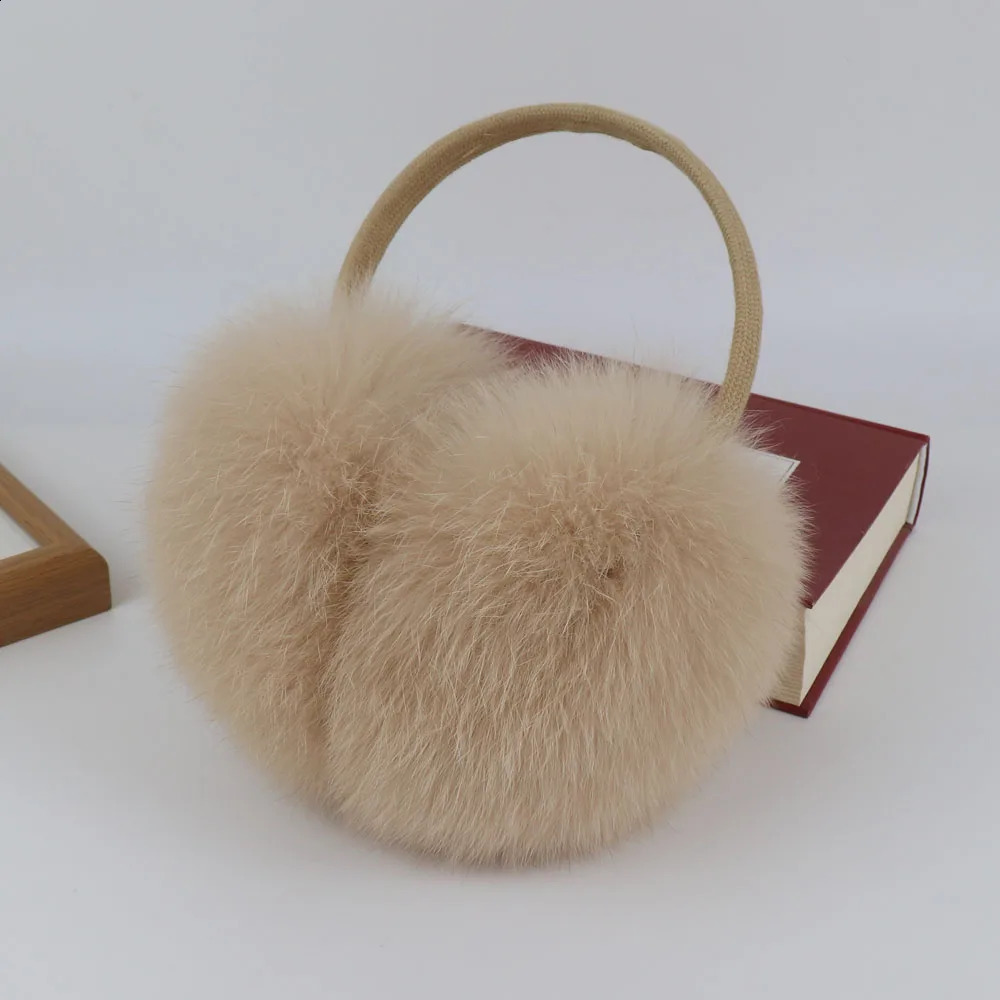 Winter Real Fox Fur Earmuffs for Women Natural Fox Fur Scarves Dual use Genuine Warmer Plush EarMuff Outdoor Solid Fur Scarf 251027ww