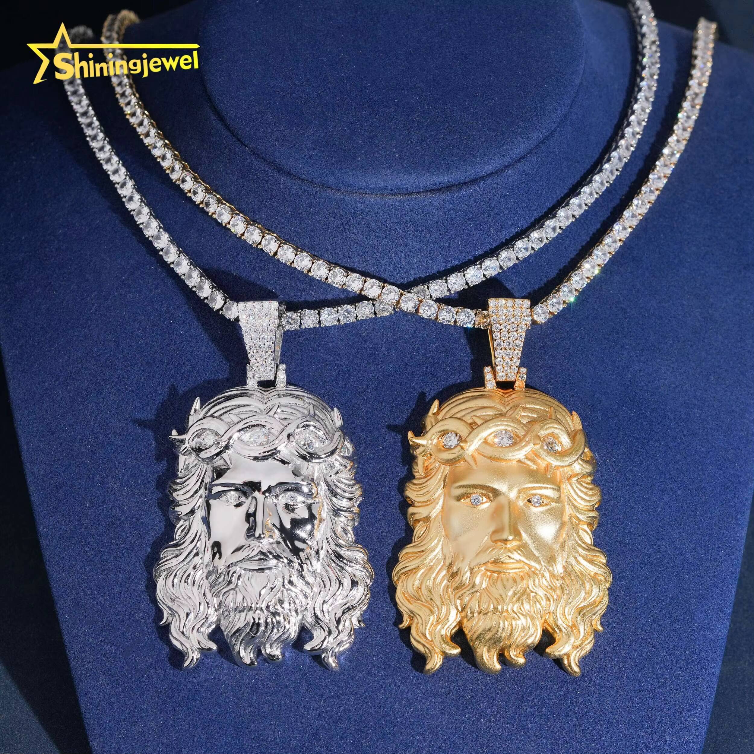 925 Sterling Silver Plain Design GRA Moissanite Pass Diamond Test Jesus Pendant Hip Hop Jewelry