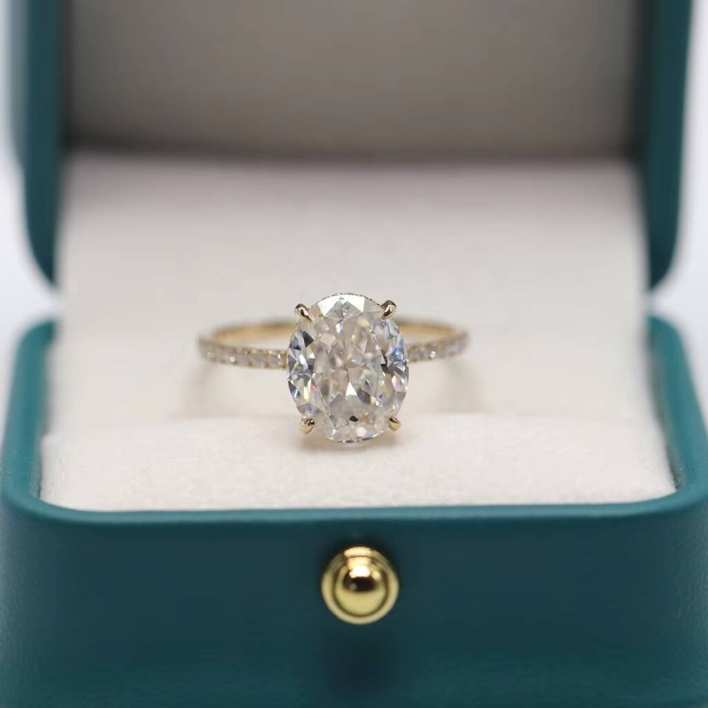 5ct 9x11mm Oval Shape Ice Cut Moissanite Ring Solitaire 14K18K Gold IGI Certified Engagement Wedding Ring