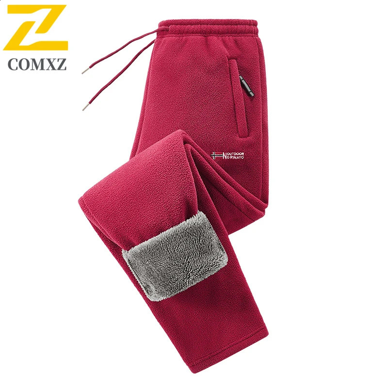Winter Fleece Ski Pants Mens High Quality Extreme Cold Wool Thick Warm Trousers Women Outdoor Camping Work Sweatpants 251027