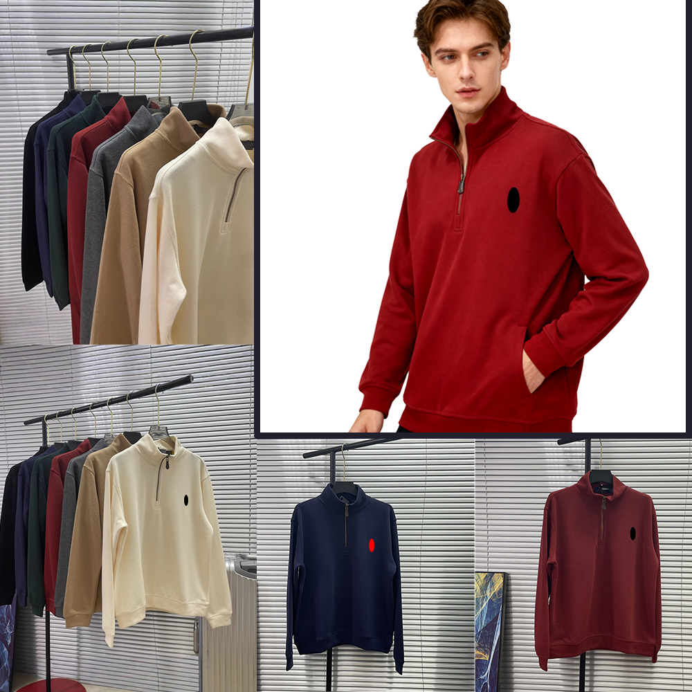 Designer Hoodie Men's Embroidered Half Zip Sweatshirts Pure Cotton Long Sleeved T-Shirt Autumn Winter Pony Logo Collar Hoodie Top Unisex