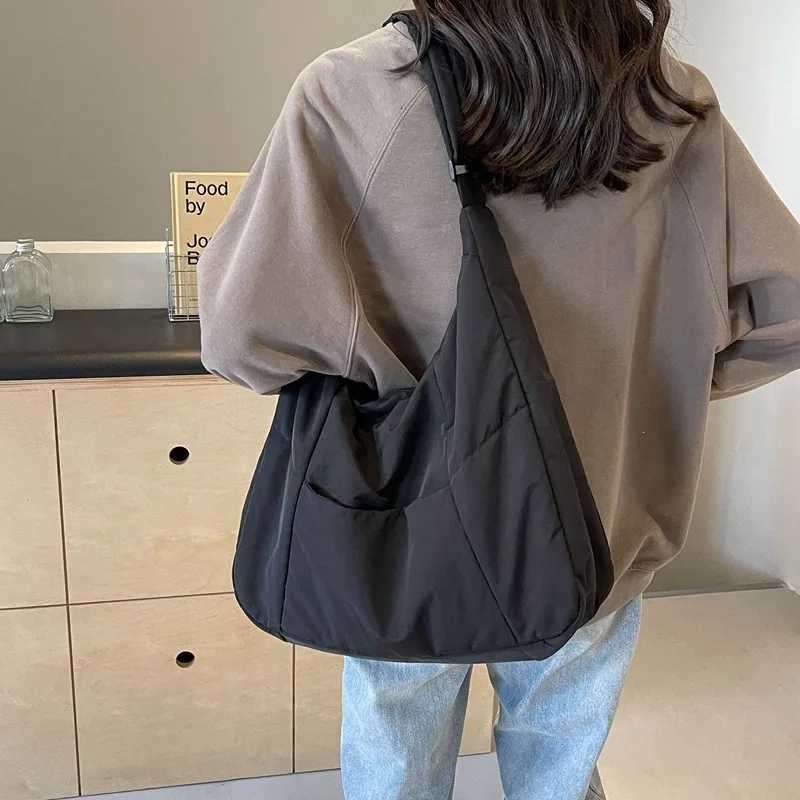 Trendy Womens Soft Cloth Shoulder Bag Solid Color Student 2025 Spring Y2k Casual Style Big Handbags Crossbody Bags for WomenW251028
