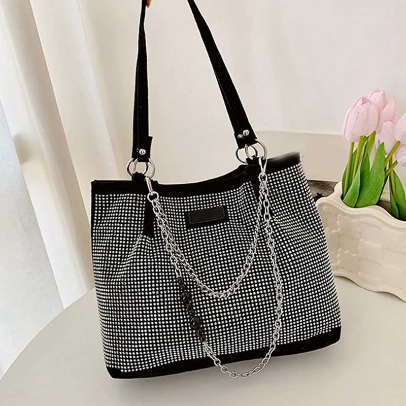 2024 Fashion Women Bling Diamonds Handbag Large Capacity PU Leather Big Totes Designer Female Chain Shoulder Bags Shopping BagsT251028