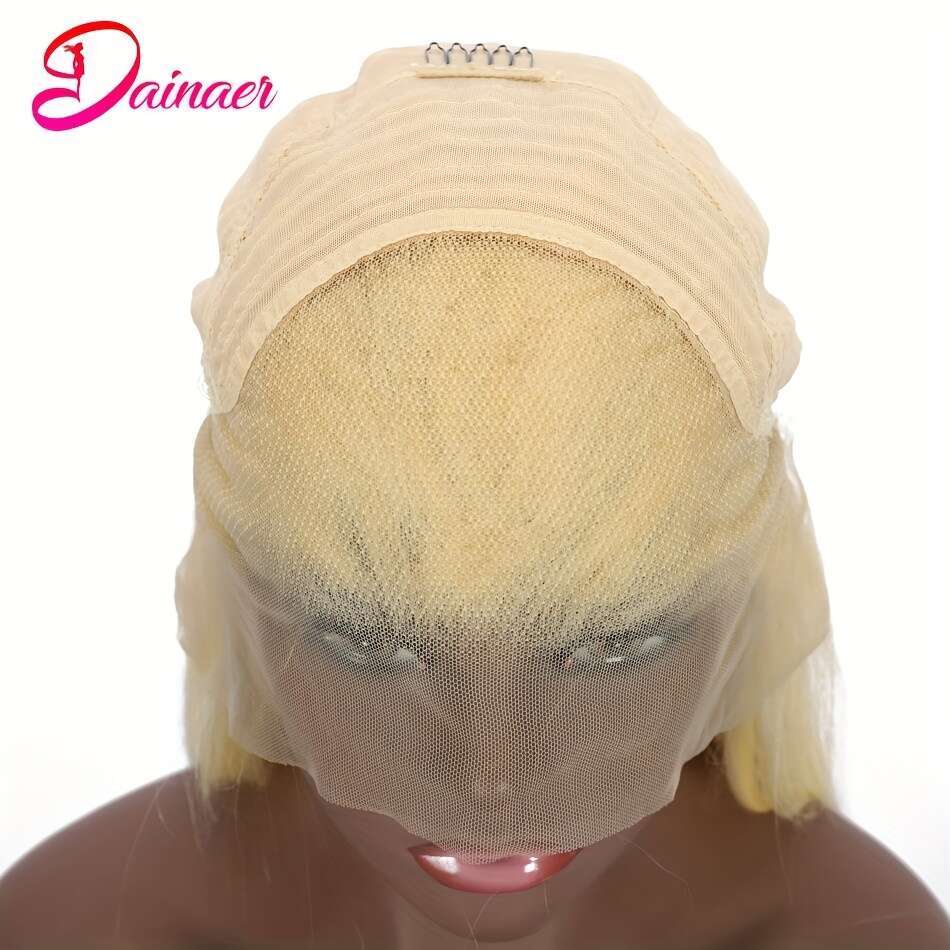 613 Blonde Front - 180% Density Human Hair, 13X4 Lace Frontal Wig Women, Elegant Straight Hair Style, Perfect For Halloween Cosplay