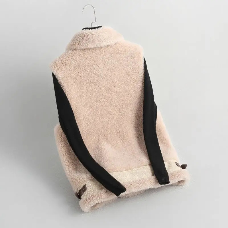 Womens Lambswool Fur One Vests Loose Waistcoat Warm Vest Outside Wear Fashion Autumn Winter 251027