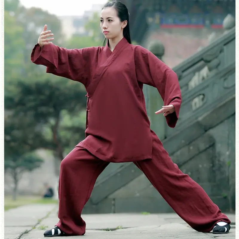 High Quality Cotton Linen Clothes Sets Men Women Tai Chi Suit Practice Clothing Martial Art Uniform Taoist Kung Fu Toppants 251022