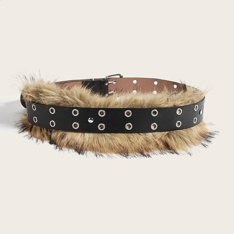 er fake Furry Y2k Belt Subculture Autumn Winter Retro Plush Waist Chain Imitation Fur Waist Seal Girl Sexy Belt 251027