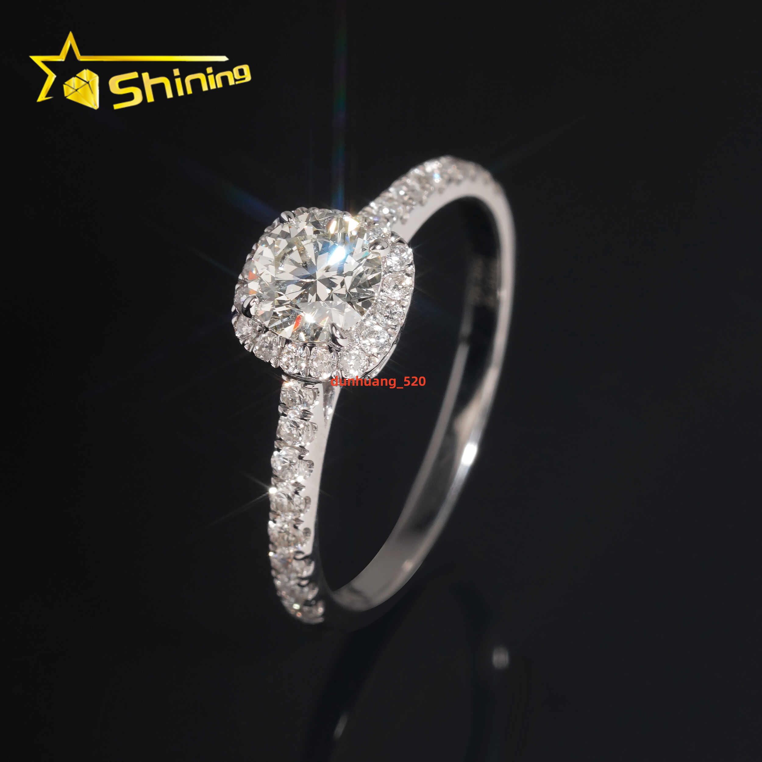 Lab Grown Diamonds Engagement Rings 925 Sterling Silver Gold Plated Cluster Round Cut 5mm Lad Diamond Wedding Ring