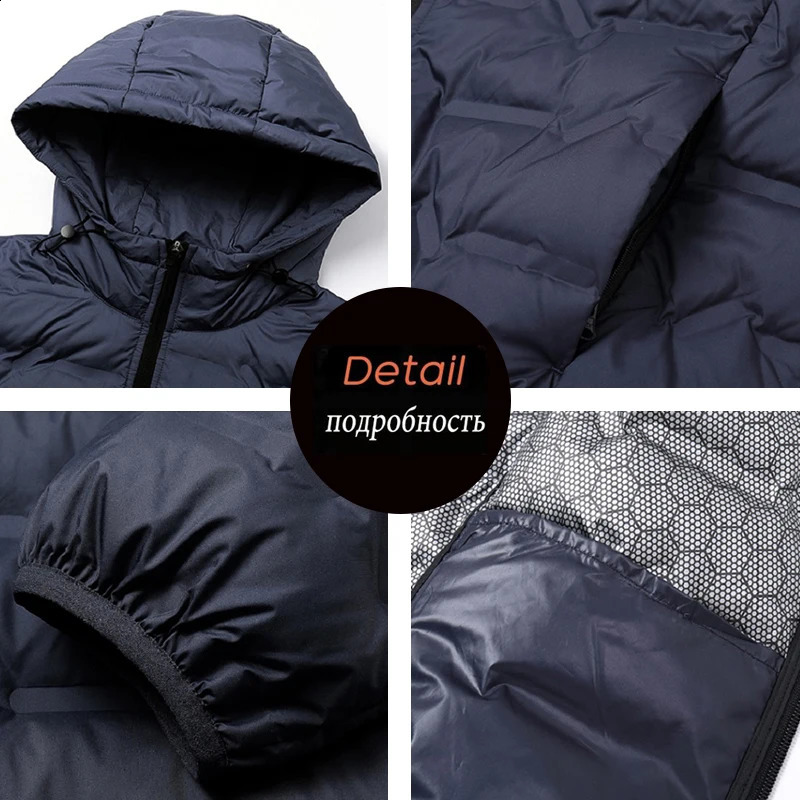 Men Winter White Duck Down Jacket Warm Thick Windproof Waterproof Puffer Hooded High Quality Ultralight Male 251015