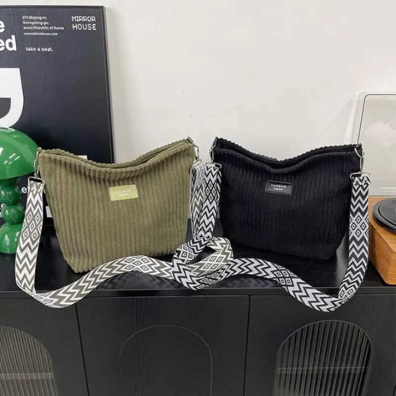 Casual Corduroy Crossbody Bag Large Capacity Commuter Womens Tote Bag Simple Fashion Single Shoulder BagW251028