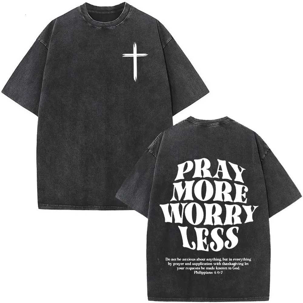 Christian Jesus Faith Over Fear Bible Verse Washed Tshirts Men Women Fashion Vintage Oversized T Shirts Harajuku Cotton Tshirt C251028
