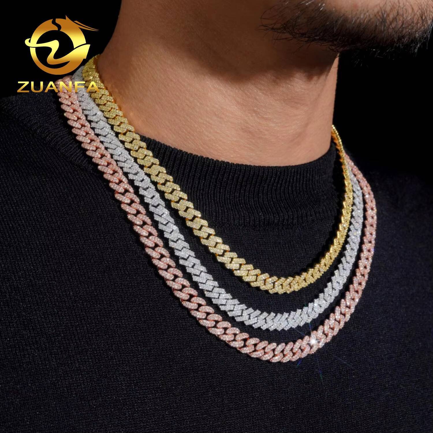 Affordable Fine Jewelry Cuban Link Chain Necklace Moissanite 8mm Soldier Chain Moissanite Chain Cuban Links 925