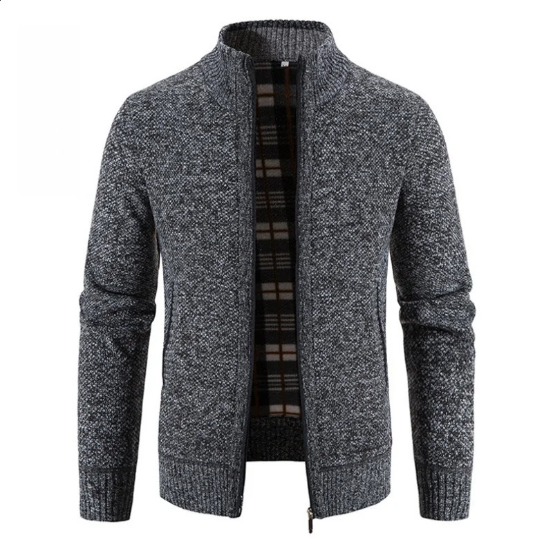 Autumn Winter Fleece Sweater Men Plus Size Stand Collar Cardigan Fashion Casual Thickened Warm Knitted Coat 251017