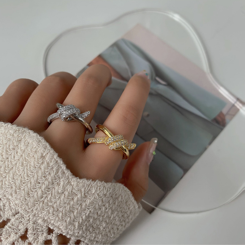 Designer Ring for Women Rope Cross Line Knotting Design Open Ring Vacuum Gold Plated Non Fading Jewelry Wholesales Drop Shipping - view 8